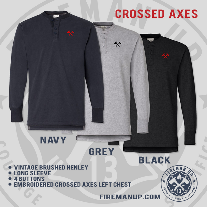 Crossed Axes Henley - Long Sleeve