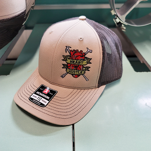FTFF Heart Hustle Hat  - Snapback Trucker Khaki/Coffee - Pre-Order