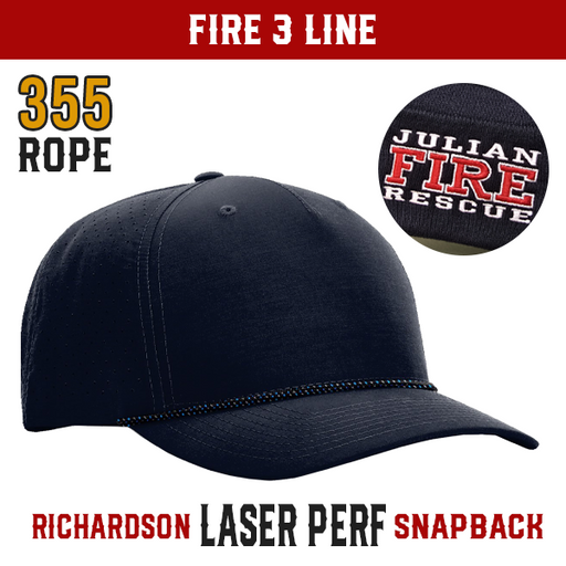 Fire 3 Line Custom Hat - Rope Laser Perf Snapback