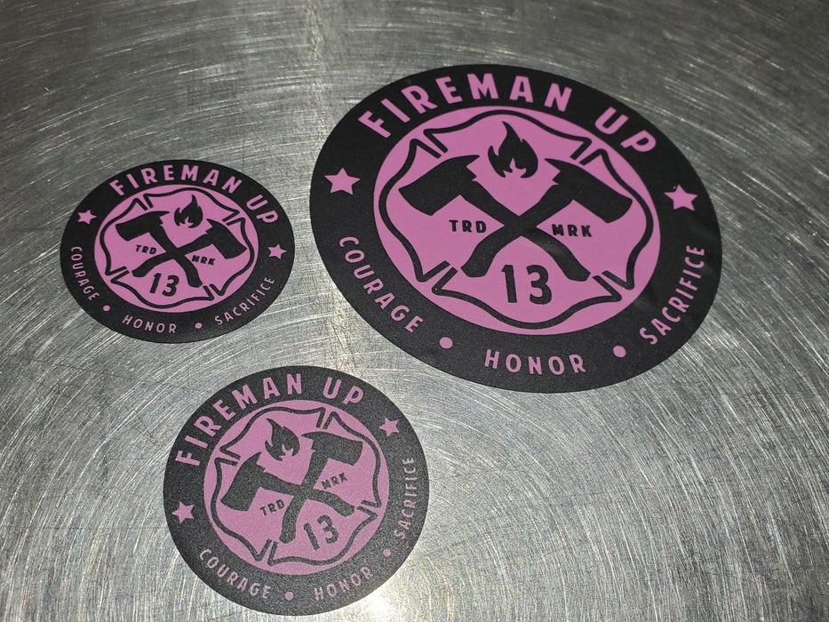 Fireman Up - Sticker (Black/Pink)