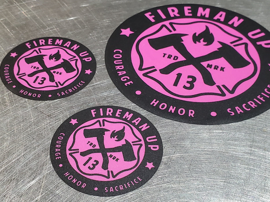 Fireman Up - Sticker (Black/HOT Pink)