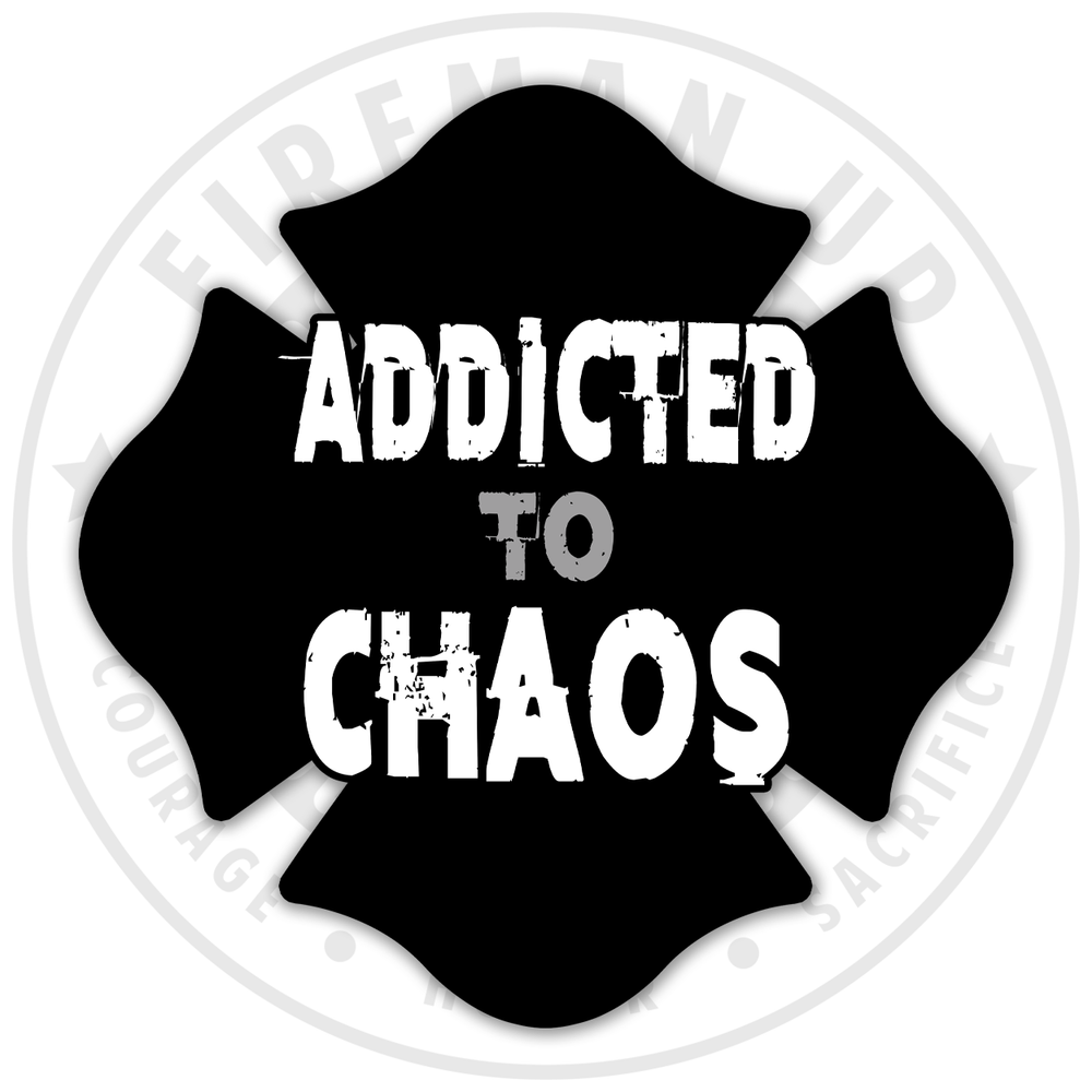 Addicted to Chaos - Black/White - 4" Sticker