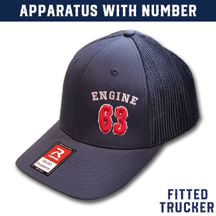 Apparatus with Number Custom Hat - Fitted Trucker
