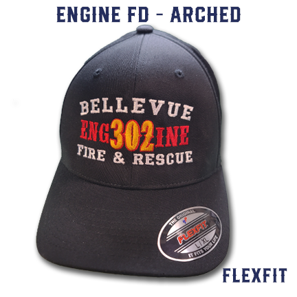 Fire Engine Cap Engine FD Arched Custom Hat - Flexfit — Fireman Up