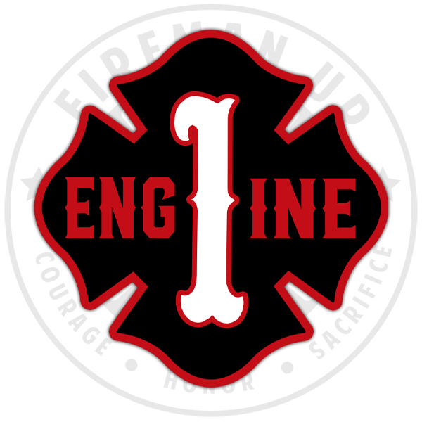 Engine 1 Outline Number Maltese - 4" Sticker