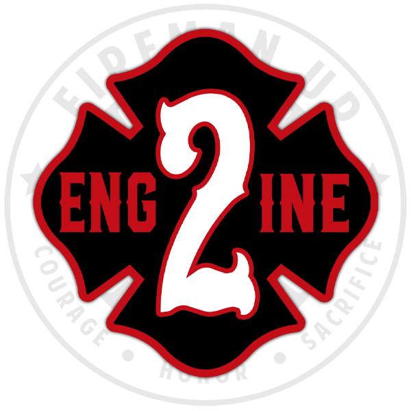 Engine 2 Outline Number Maltese - 4" Sticker