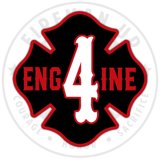 Engine 4 Outline Number Maltese - 4" Sticker