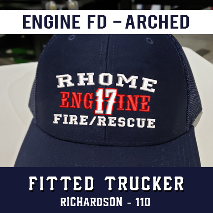 Engine FD Arched Custom Hat - Fitted Trucker — Fireman Up