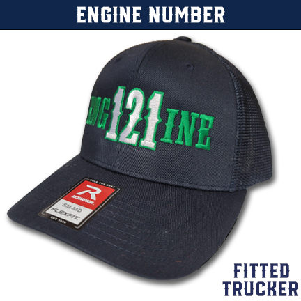 Engine 13 Hat Engine Number Outlined Custom Hat - Fitted Trucker — Fireman Up