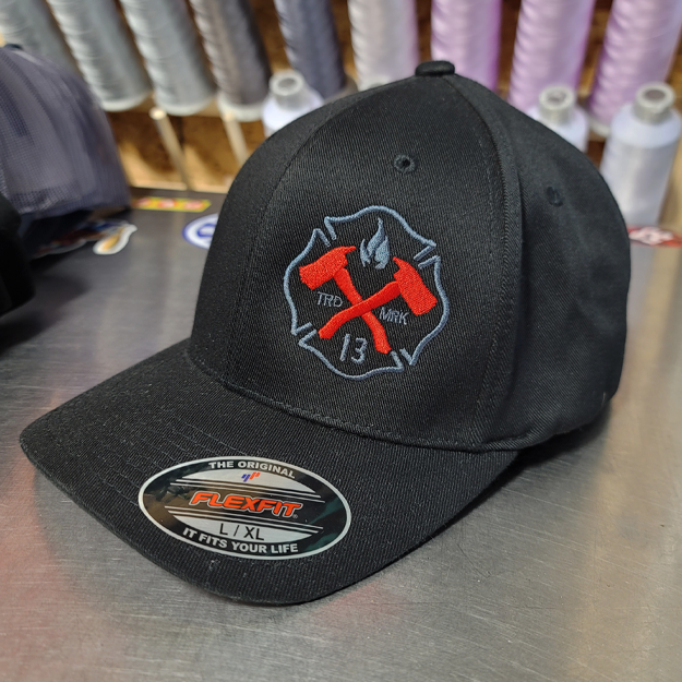 Maltese Hat- Flexfit Black with Charcoal/Red