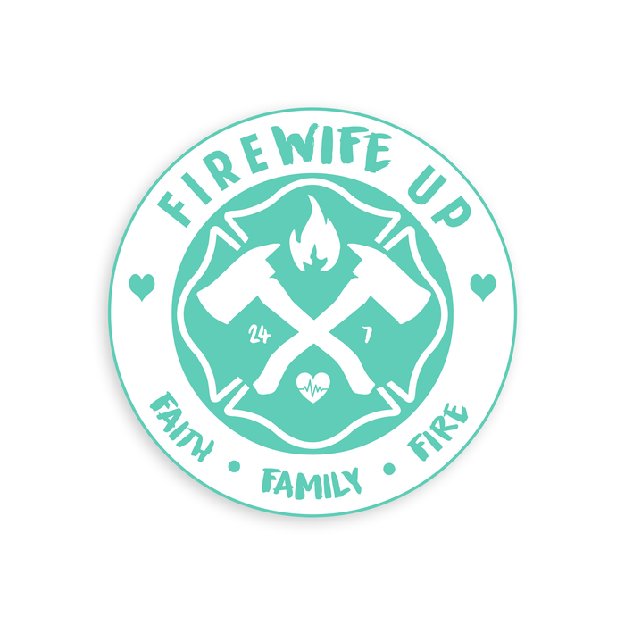 FireWife Up Circle logo (Faith Family Fire) Stickers