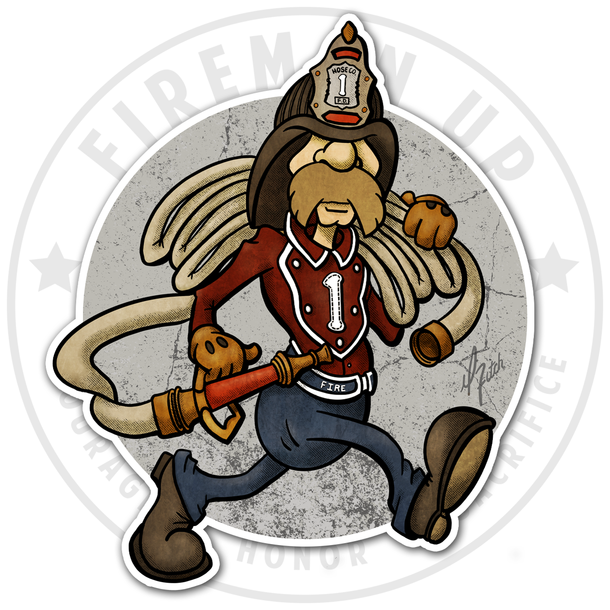 Fireman Up Stickers