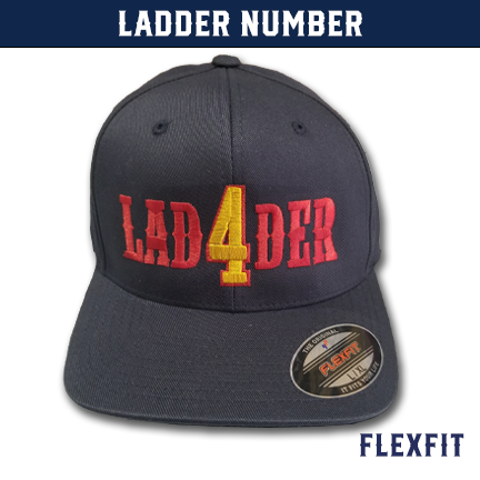 Ladder Number — Fireman Flexfit Hat - Up Custom Outlined