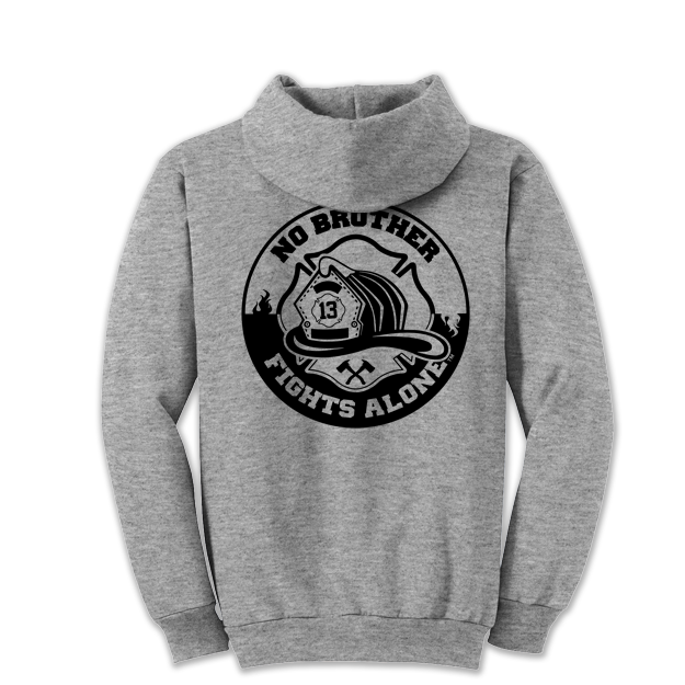 No Brother Fights Alone Hoodie - Athletic Grey with Black (Made to Order)