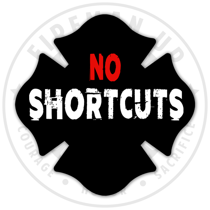 No Shortcuts - Black/White/Red - 4" Sticker