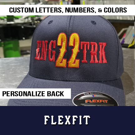 Custom Lettering with Outlined Number - Flexfit — Fireman Up