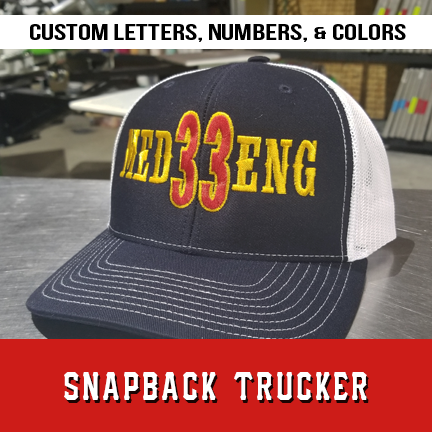 Custom Lettering with Outlined Number - Snapback Trucker