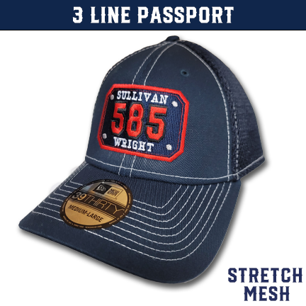 3 Line Passport Custom Hat - New Era Stretch L/XL / 1020 / Black